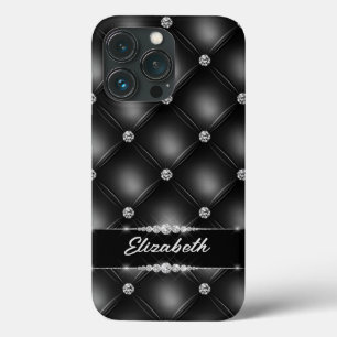 Funda Para iPhone 13 Pro Nombre personalizado del diamante de brillo negro