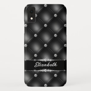 Funda Para iPhone XR Nombre personalizado del diamante de brillo negro