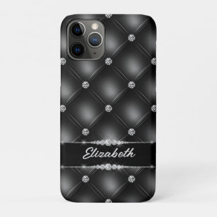 Funda Para iPhone 11 Pro Nombre personalizado del diamante de brillo negro