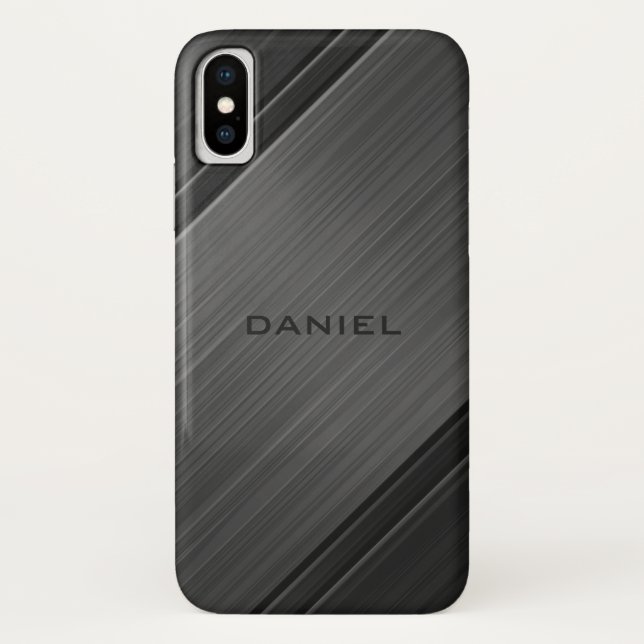 Funda De Case-Mate Para iPhone Nombre personalizado del diseño texturado de Gris  (Reverso)