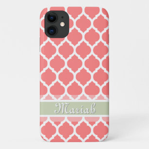 Funda Para iPhone 11 Nombre personalizado del entramado de tinta rosa y