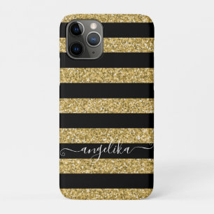 Funda Para iPhone 11 Pro Nombre personalizado del guión de rayas de Purpuri