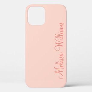 Funda Para iPhone 12 Nombre personalizado del guión rosa suave y sólido