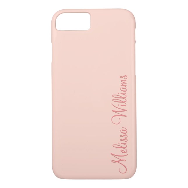 Funda De Case-Mate Para iPhone Nombre personalizado del guión rosa suave y sólido (Reverso)