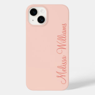 Funda Para iPhone 14 De Case-Mate Nombre personalizado del guión rosa suave y sólido