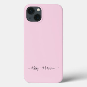 Funda Para iPhone 13 Nombre personalizado del guión rosado Minimalista
