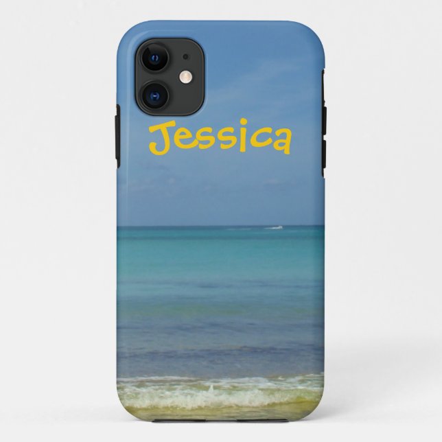 Funda De Case-Mate Para iPhone Nombre personalizado del mar azul (Reverso)