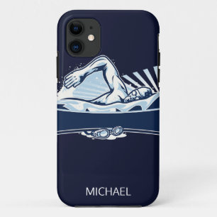Funda Para iPhone 11 Nombre personalizado del nadador estilo libre   De