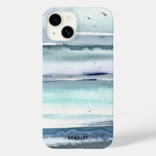 Funda Para iPhone 14 De Case-Mate Nombre personalizado del océano de acuarela modern