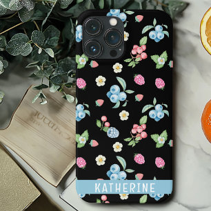 Funda Para iPhone 13 Pro Max Nombre personalizado del patrón de fruta negra per