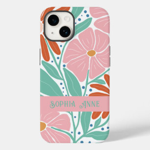 Funda Para iPhone 14 De Case-Mate Nombre personalizado del patrón floral retro