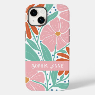 Funda Para iPhone 14 De Case-Mate Nombre personalizado del patrón floral retro