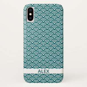 Funda Para iPhone X Nombre personalizado del patrón japonés Seigaiha