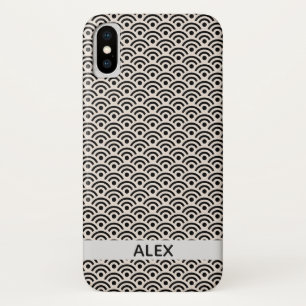 Funda Para iPhone X Nombre personalizado del patrón japonés Seigaiha n