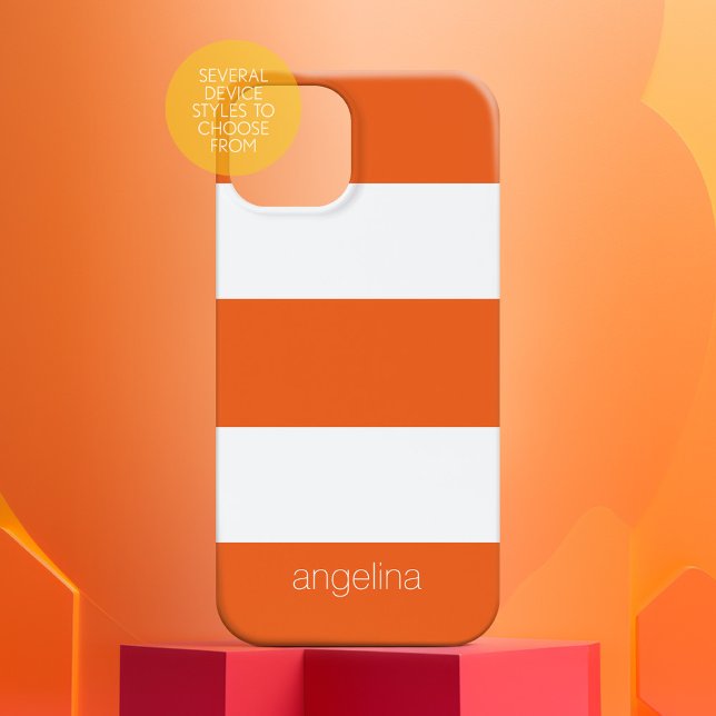 Funda De Case-Mate Para iPhone Nombre personalizado del patrón rayado blanco negr (Personalized Case-Mate Phone Case - Choose Your Device and Add Text or Completely Customize)
