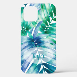 Funda Para iPhone 12 Nombre personalizado del patrón tropical de borde