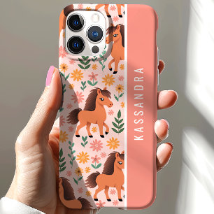 Funda Para iPhone 15 Nombre Personalizado Del Personalizado Floral Poni