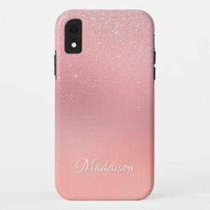 Funda Para iPhone XR Nombre personalizado del Purpurina Rubor rosado Gi