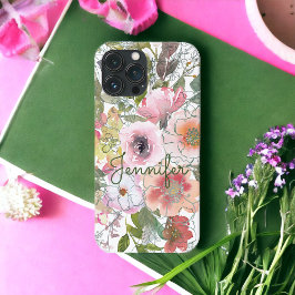 Funda Para iPhone 13 Pro Max Nombre personalizado del sabio rosa de color de ag