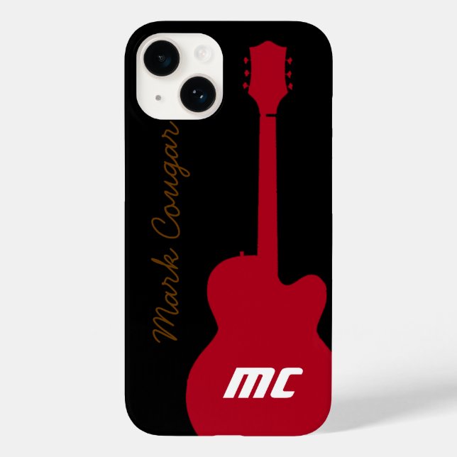 Funda De Case-Mate Para iPhone nombre personalizado e iniciales de la guitarra ro (Reverso )
