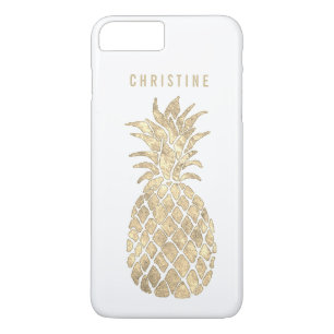 Funda Para iPhone 8 Plus/7 Plus nombre personalizado efecto metálico piña