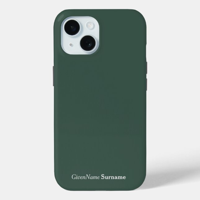 Funda De Case-Mate Para iPhone Nombre Personalizado Elegante Mineral Gris Verde (Reverso )