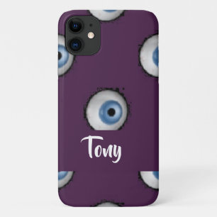 Funda Para iPhone 11 Nombre personalizado en ojos grandes en violeta