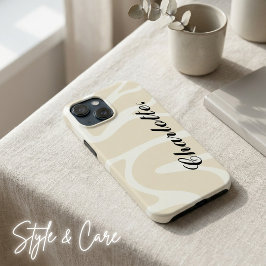 Funda Para iPhone 13 Mini Nombre personalizado en patrón orgánico simple bei