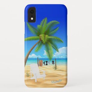 Funda Para iPhone XR Nombre personalizado Escena de playa tropical del
