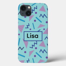 Funda Para iPhone 13 Nombre personalizado estilo Memphis de los 80 y 90