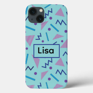 Funda Para iPhone 13 Nombre personalizado estilo Memphis de los 80 y 90