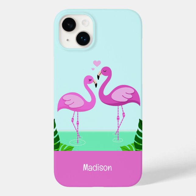 Funda De Case-Mate Para iPhone Nombre personalizado Flamingo Love (Reverso )