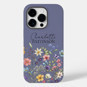 Funda Para iPhone 14 Pro De Case-Mate Nombre personalizado Flor silvestre gris ruple