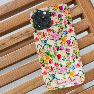 Funda Para iPhone 13 Pro Max Nombre personalizado Flores silvestres coloridas f