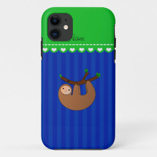 Funda Para iPhone 11 Nombre personalizado franjas azules perezosas