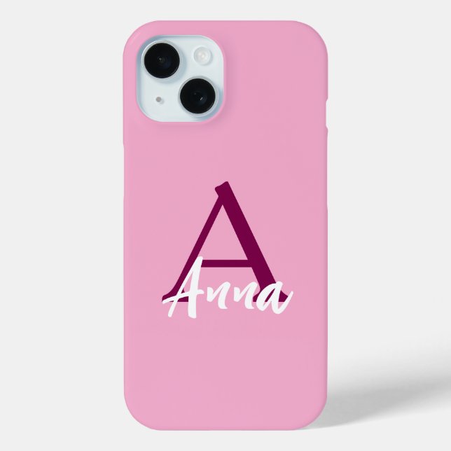 Funda De Case-Mate Para iPhone Nombre personalizado Funda para iPhone rosa 15 (Reverso )
