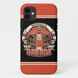 Funda Para iPhone 11 NOMBRE personalizado Garaje para motociclistas de 