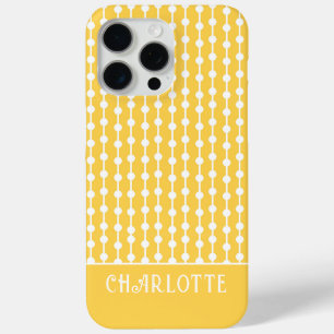 Funda Para iPhone 15 Pro Max Nombre Personalizado Geométrico Blanco Amarillo