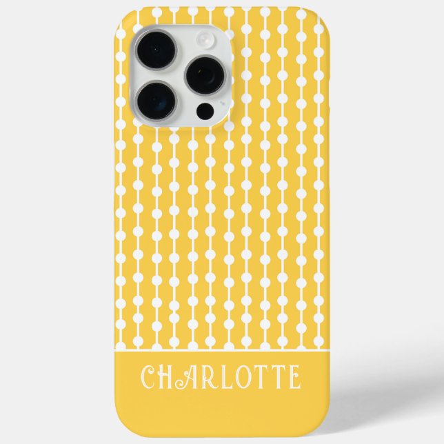 Funda De Case-Mate Para iPhone Nombre Personalizado Geométrico Blanco Amarillo (Reverso )