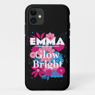 Funda Para iPhone 11 Nombre personalizado Glow Bright Floral Personaliz