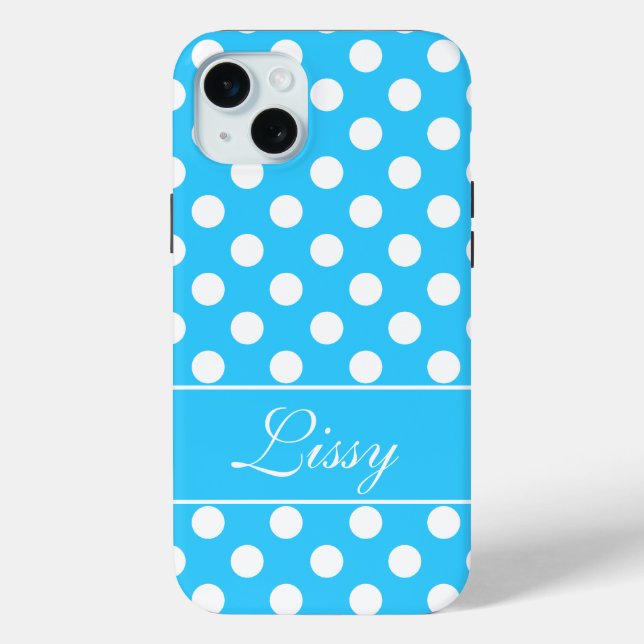 Funda De Case-Mate Para iPhone Nombre personalizado, hermosos puntos de Polka bla (Reverso )