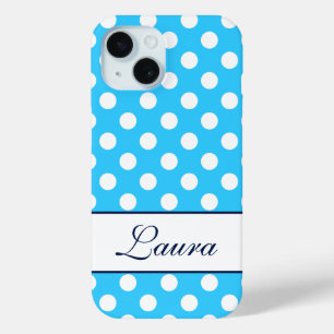 Funda Para iPhone 15 Nombre personalizado, hermosos puntos de Polka bla