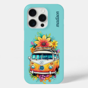 Funda Para iPhone 15 Pro Nombre personalizado Hippie Van