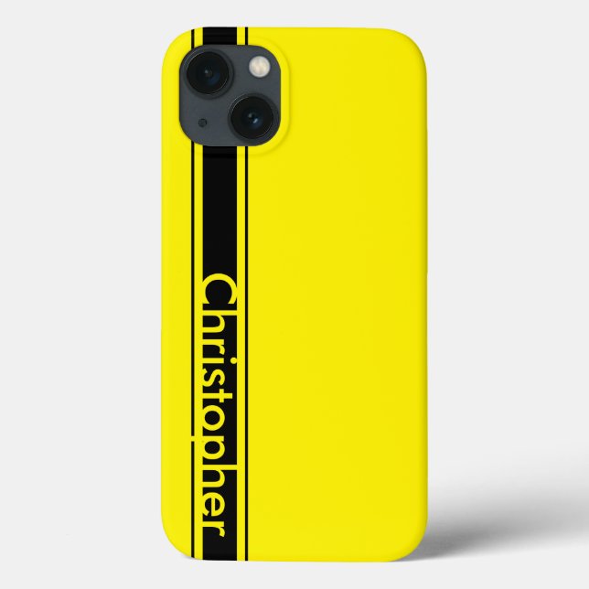 Funda De Case-Mate Para iPhone Nombre personalizado Huella de Carreras amarilla y (Reverso)