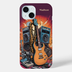 Funda Para iPhone 15 Nombre personalizado Instrumentos musicales