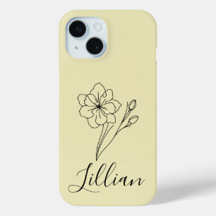 Funda Para iPhone 15 Nombre personalizado Jonquil de marzo Flor del nac