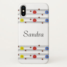 Funda Para iPhone X Nombre personalizado Ladybugs Music Notes iPhone X