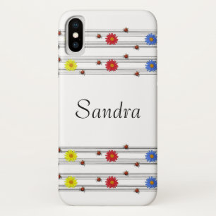Funda Para iPhone X Nombre personalizado Ladybugs Music Notes iPhone X