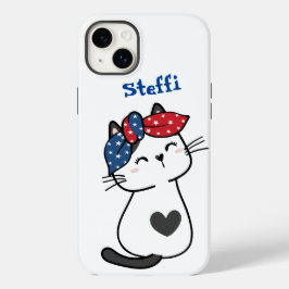 Funda Para iPhone 14 Plus De Case-Mate Nombre personalizado lindo dormido gato blanco