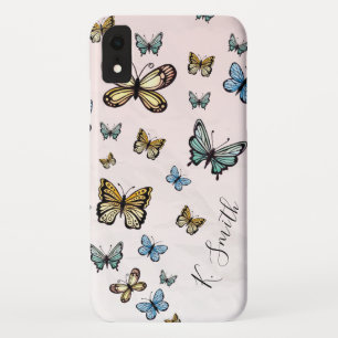 Funda Para iPhone XR Nombre personalizado Mariposas acuáticas
